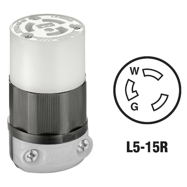 Locking Connector, 15 A, 125V AC, 2 Pole